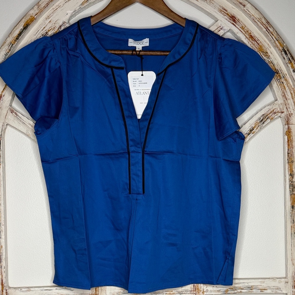 S’edge Royal Blue Women's Blouse Brushed Cotton NWT